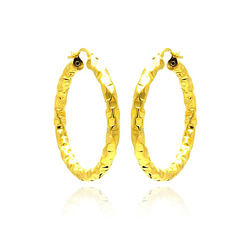 Closeout-Silver 925 Gold Plated Oval Hoop Earrings - ITE00023GP | Silver Palace Inc.