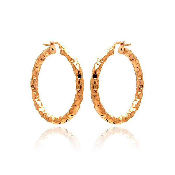 Closeout-Silver 925 Rose Gold Plated Oval Hoop Earrings - ITE00023RGP | Silver Palace Inc.