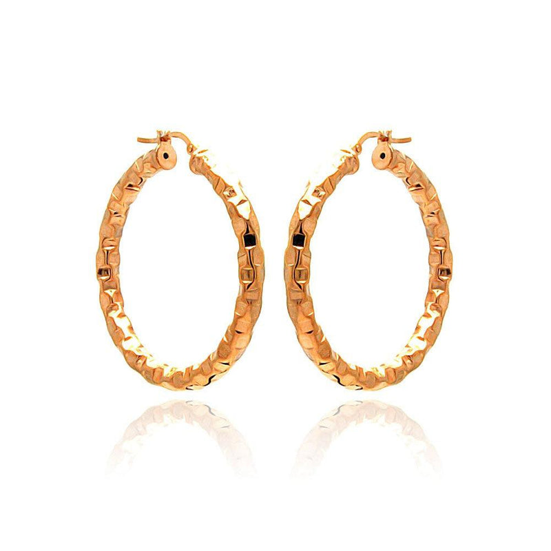 Closeout-Silver 925 Rose Gold Plated Oval Hoop Earrings - ITE00023RGP | Silver Palace Inc.