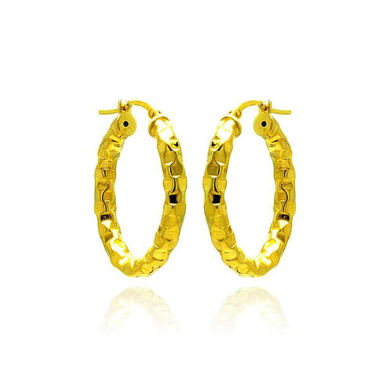 Closeout-Silver 925 Gold Plated Oval Hoop Earrings - ITE00024GP | Silver Palace Inc.