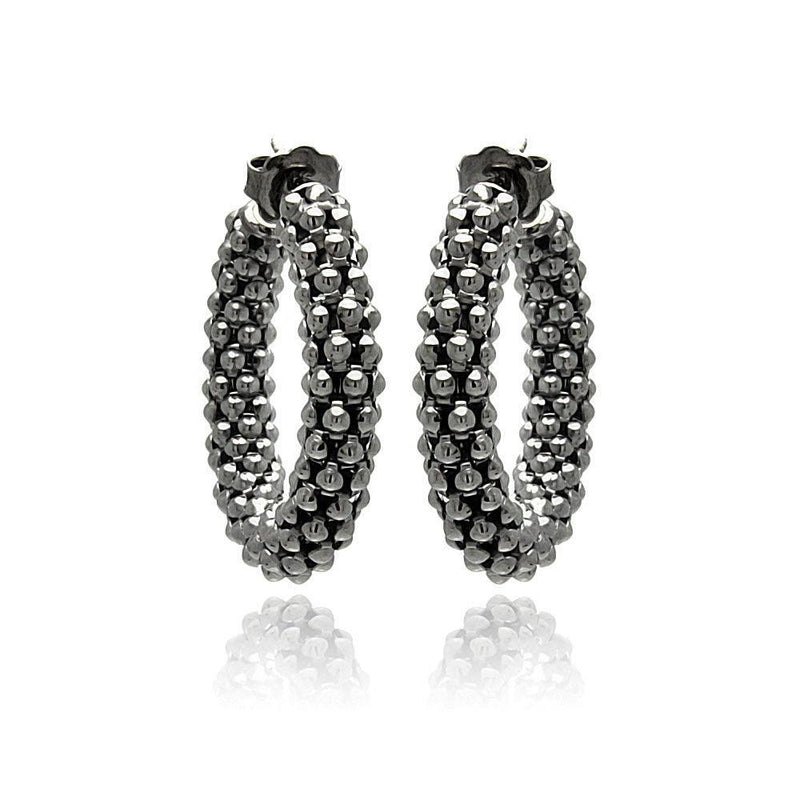 Closeout-Silver 925 Black Rhodium Plated Italian Hoop Earrings - ITE00029BLK | Silver Palace Inc.