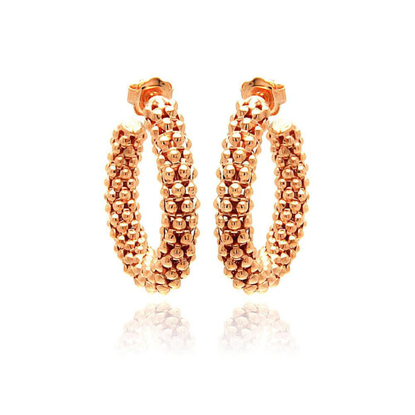 Closeout-Silver 925 Rose Gold Plated Italian Hoop Earrings - ITE00029RGP | Silver Palace Inc.