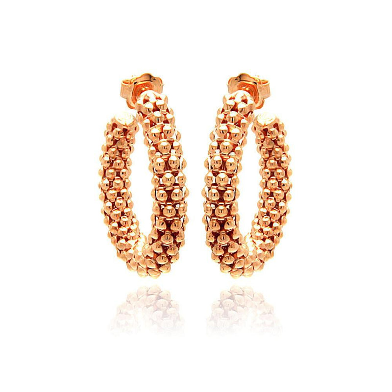Closeout-Silver 925 Rose Gold Plated Italian Hoop Earrings - ITE00029RGP | Silver Palace Inc.