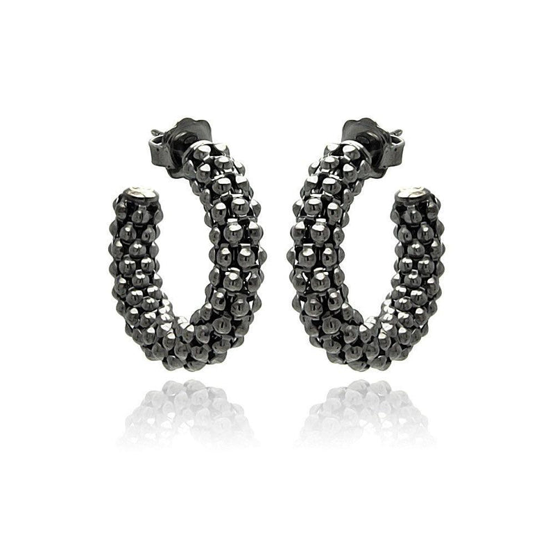 Closeout-Silver 925 Black Rhodium Plated Italian Crescent Stud Earrings - ITE00032BLK | Silver Palace Inc.