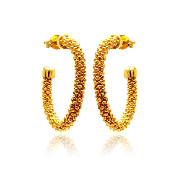Closeout-Silver 925 Gold Plated Crescent Hoop Earrings - ITE00038GP | Silver Palace Inc.