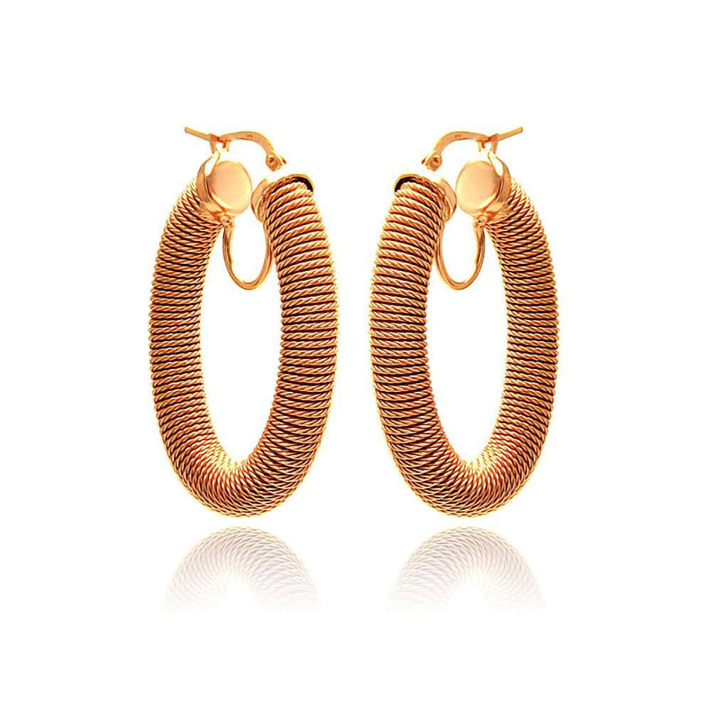 Closeout-Silver 925 Rose Gold Plated Hoop Earrings - ITE00041RGP | Silver Palace Inc.