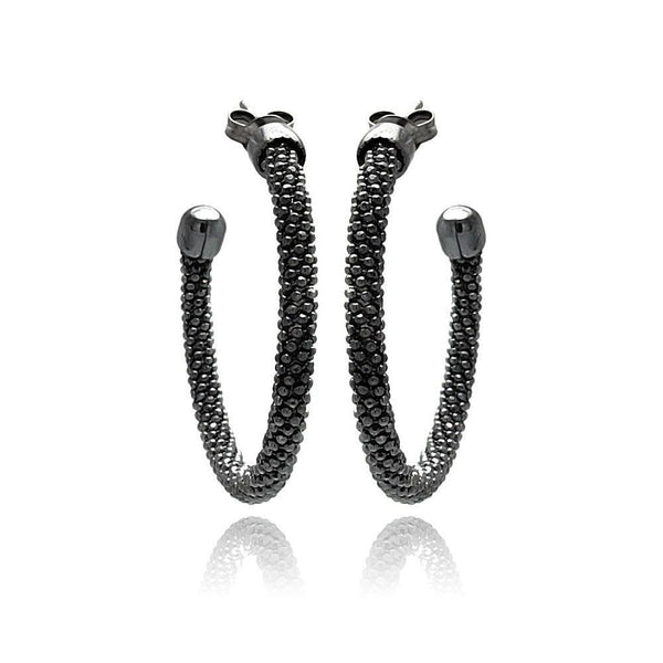 Closeout-Silver 925 Black Rhodium Plated Hoop Earrings - ITE00042BLK | Silver Palace Inc.