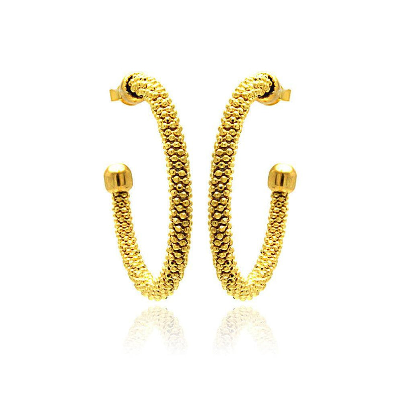 Closeout-Silver 925 Gold Plated Hoop Earrings - ITE00042GP | Silver Palace Inc.