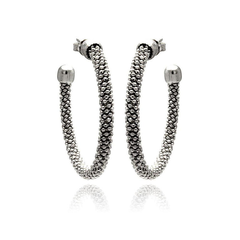 Closeout-Silver 925 Rhodium Plated Hoop Earrings - ITE00042RH | Silver Palace Inc.