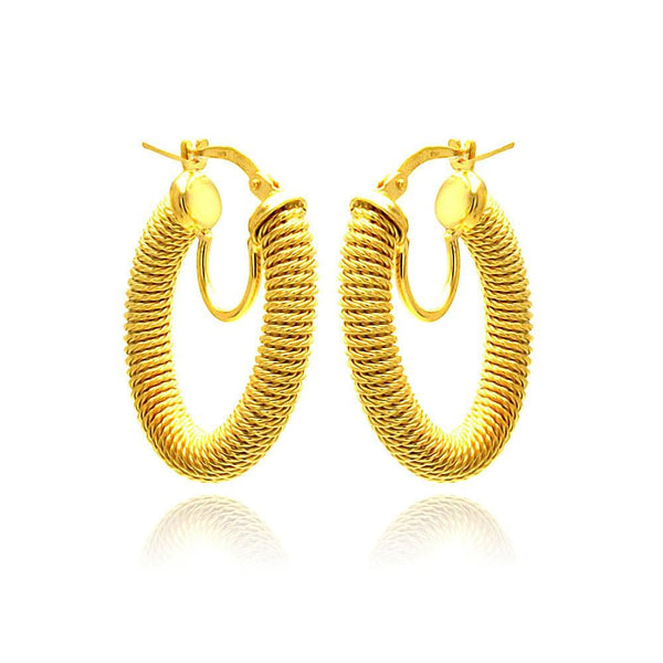 Closeout-Silver 925 Gold Plated Hoop Earrings - ITE00043GP | Silver Palace Inc.