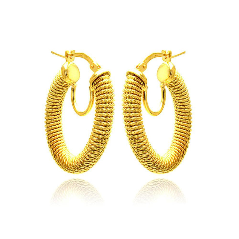 Closeout-Silver 925 Gold Plated Hoop Earrings - ITE00043GP | Silver Palace Inc.