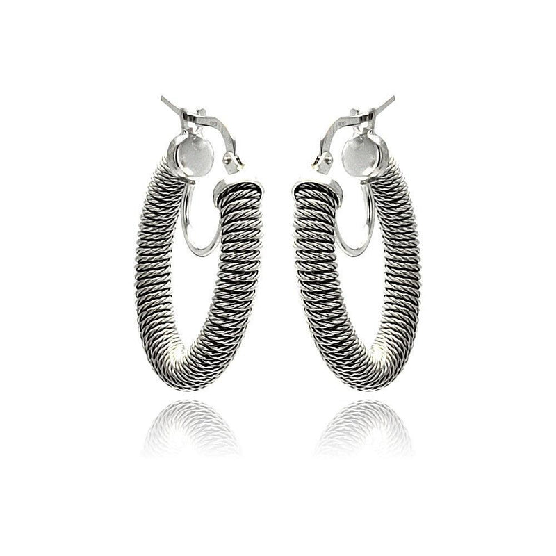 Closeout-Silver 925 Rhodium Plated Hoop Earrings - ITE00043RH | Silver Palace Inc.