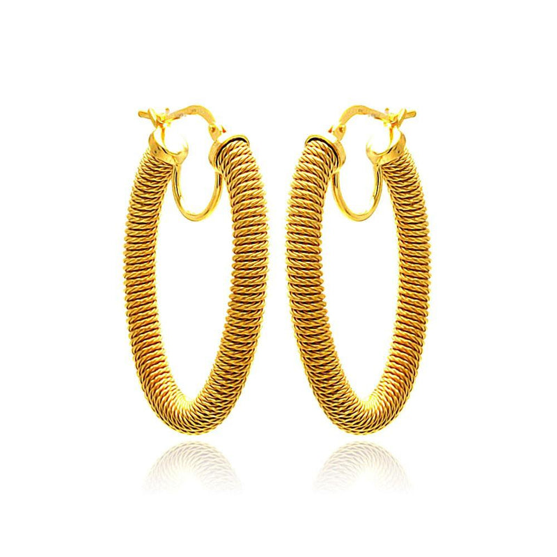 Closeout-Silver 925 Gold Plated Hoop Earrings - ITE00044GP | Silver Palace Inc.