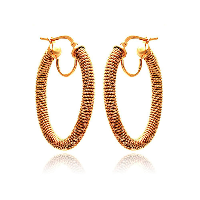 Closeout-Silver 925 Rose Gold Plated Hoop Earrings - ITE00044RGP | Silver Palace Inc.