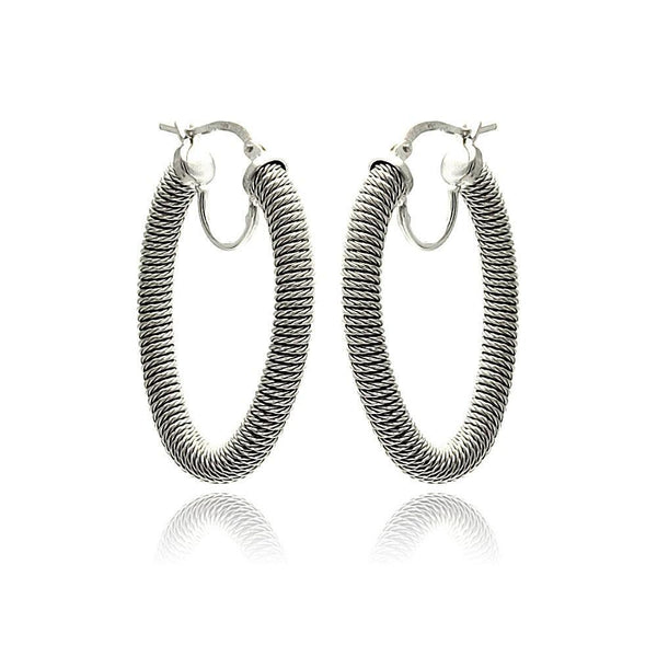 Closeout-Silver 925 Rhodium Plated Hoop Earrings - ITE00044RH | Silver Palace Inc.