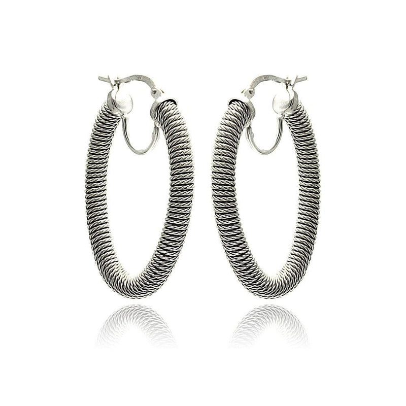 Closeout-Silver 925 Rhodium Plated Hoop Earrings - ITE00044RH | Silver Palace Inc.