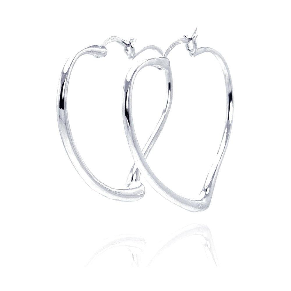 Silver 925 Rhodium Plated Heart Hoop Earrings STE00585 Silver