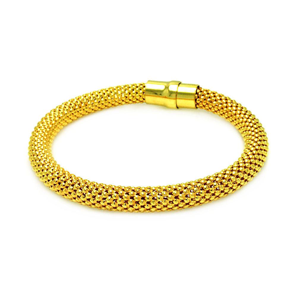 Closeout Silver 925 Gold Plated Beaded Italian Bracelet - ITB00006GP | Silver Palace Inc.