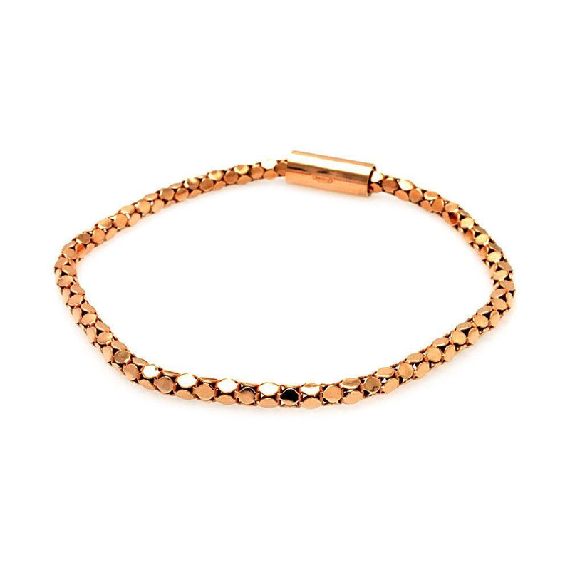 Closeout-Silver 925 Rose Gold Plated Skinny Multi Circle Italian Bracelet - ITB00015RGP | Silver Palace Inc.