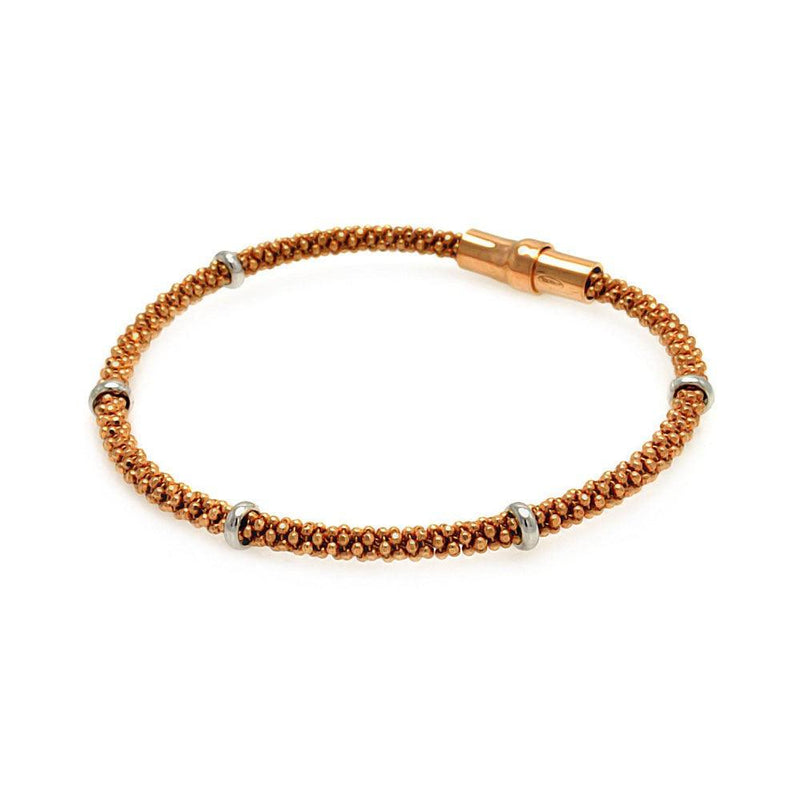 Closeout-Silver 925 Rose Gold Plated Italian Bracelet - ITB00036RGP | Silver Palace Inc.