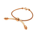 Closeout-Silver 925 Rose Gold Rhodium Plated Italian Three Middle Beads Bracelet - ITB00073RGP | Silver Palace Inc.
