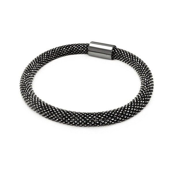 Closeout-Silver 925 Black Rhodium Plated Bead Italian Bracelet - ITB00091BLCK | Silver Palace Inc.