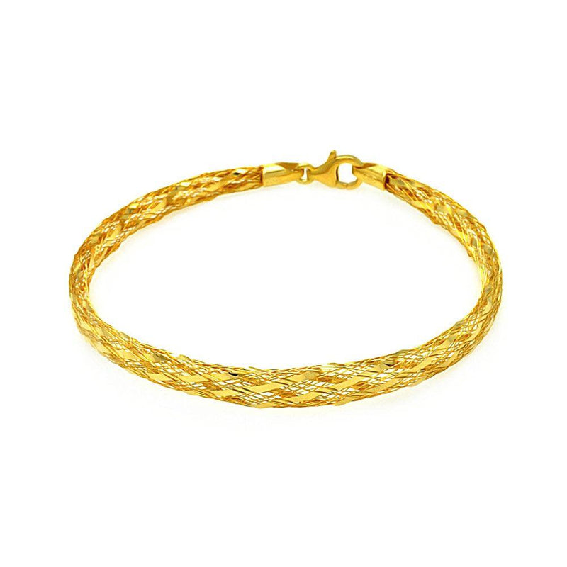 Closeout-Silver 925 Gold Plated Net Italian Bracelet - ITB00094GP | Silver Palace Inc.