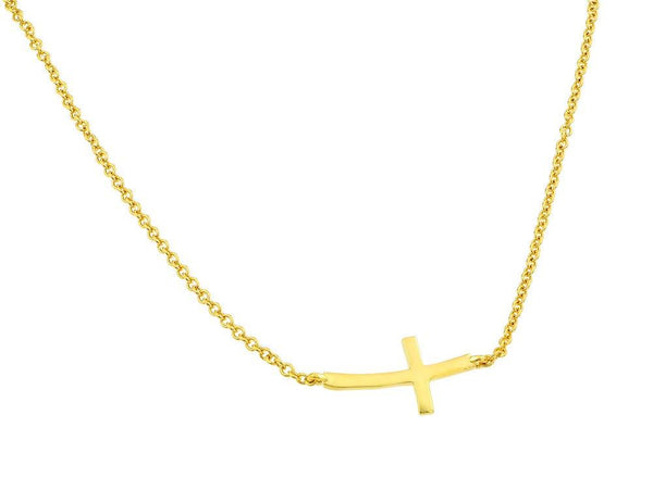 Silver 925 Gold Plated Sideways Necklace - BGP00797 | Silver Palace Inc.