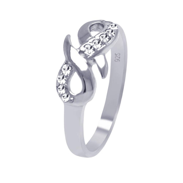 Silver 925 Rhodium Plated CZ Infinity Ribbon Ring - AAR0033 | Silver Palace Inc.