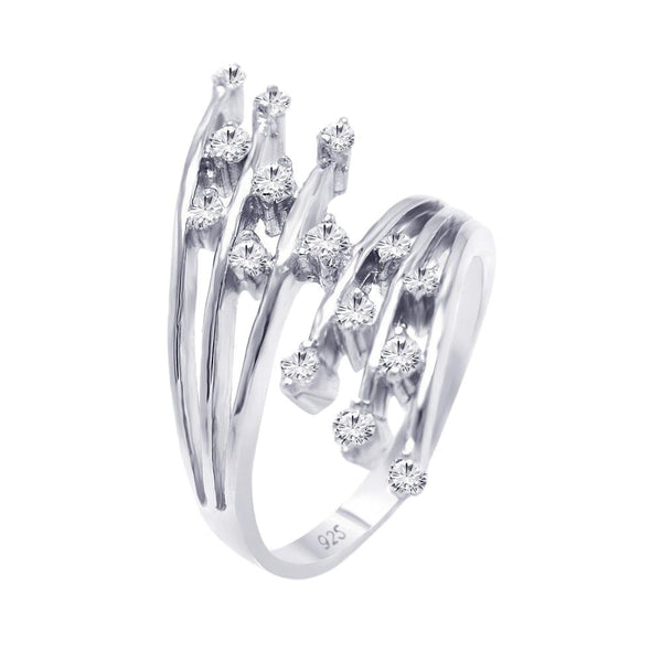 Silver 925 Rhodium Plated CZ Double Row Ring - AAR0053 | Silver Palace Inc.
