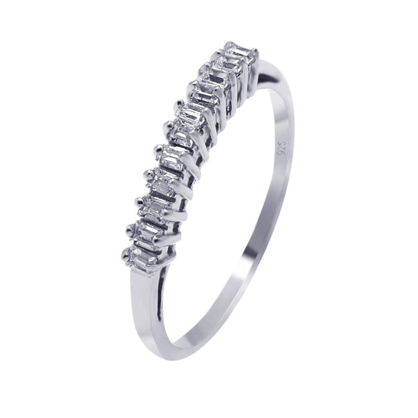Silver 925 Rhodium Plated Clear Baguette CZ Ring - AAR0072 | Silver Palace Inc.