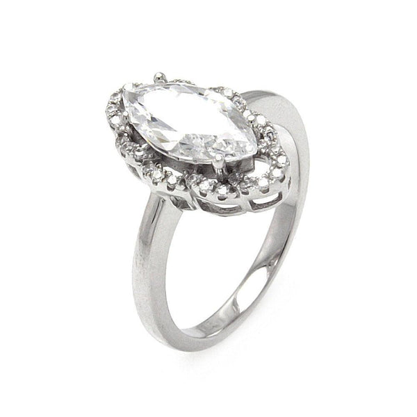 Silver 925 Rhodium Plated Micro Pave Clear CZ Marquise Ring - ACR00060 | Silver Palace Inc.