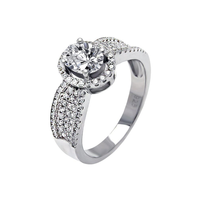 Silver 925 Rhodium Plated Micro Pave CZ Oval Ring - ACR00061 | Silver Palace Inc.