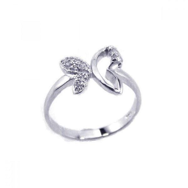 Silver 925 Rhodium Plated Clear CZ Butterfly Ring - BGR00115 | Silver Palace Inc.
