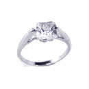 Closeout-Silver 925 Rhodium Plated Clear Single CZ Bridal Ring - BGR00117 | Silver Palace Inc.