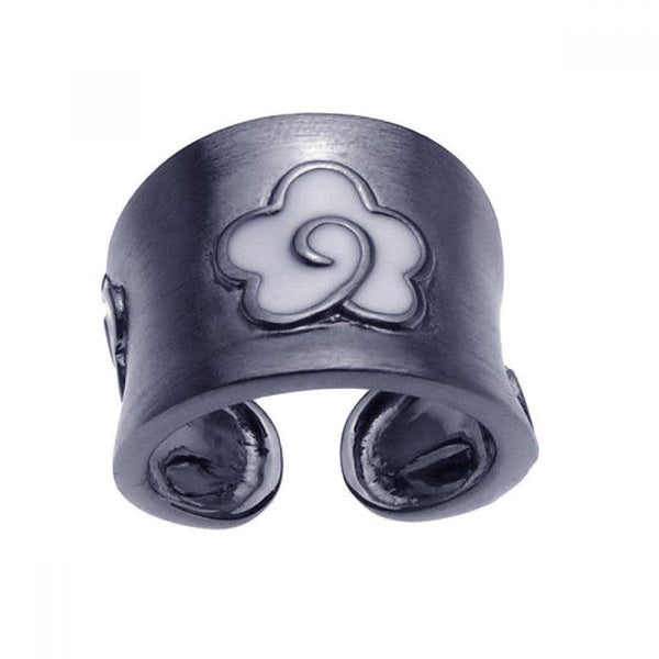 Closeout-Silver 925 Rhodium Plated Matte Finish Flower Ring - BGR00203 | Silver Palace Inc.
