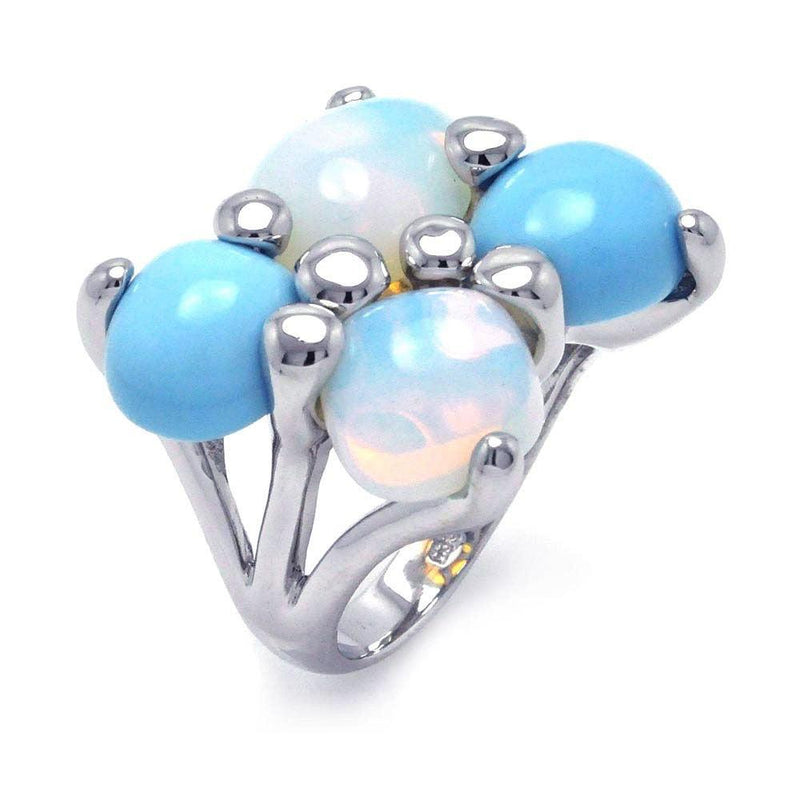 Closeout-Silver 925 Rhodium Plated Turquoise Opal Ring - BGR00243 | Silver Palace Inc.