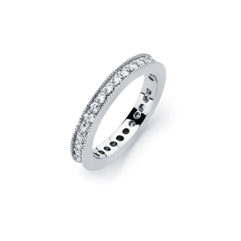 Silver 925 Rhodium Plated Clear Channel Set CZ Stackable Eternity Bridal Ring - BGR00567 | Silver Palace Inc.