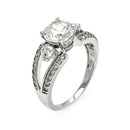 Silver 925 Rhodium Plated Clear CZ Open Round Bridal Ring - BGR00574 | Silver Palace Inc.