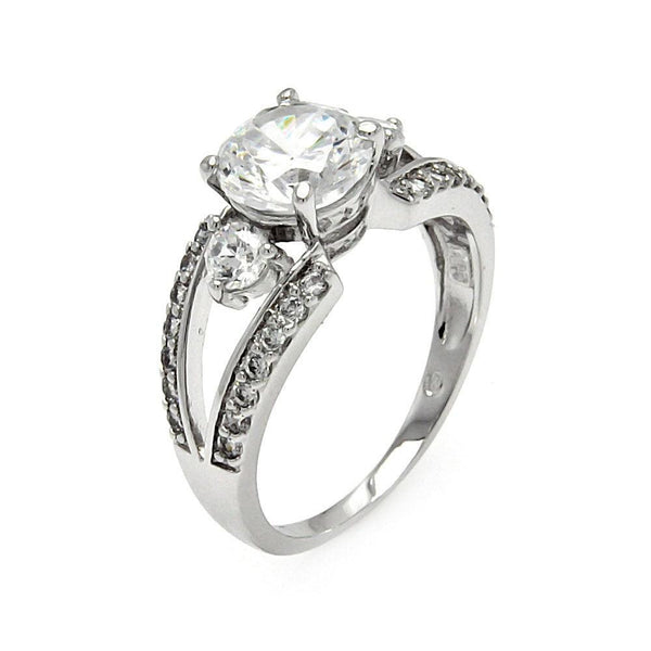 Silver 925 Rhodium Plated Clear CZ Open Round Bridal Ring - BGR00574 | Silver Palace Inc.