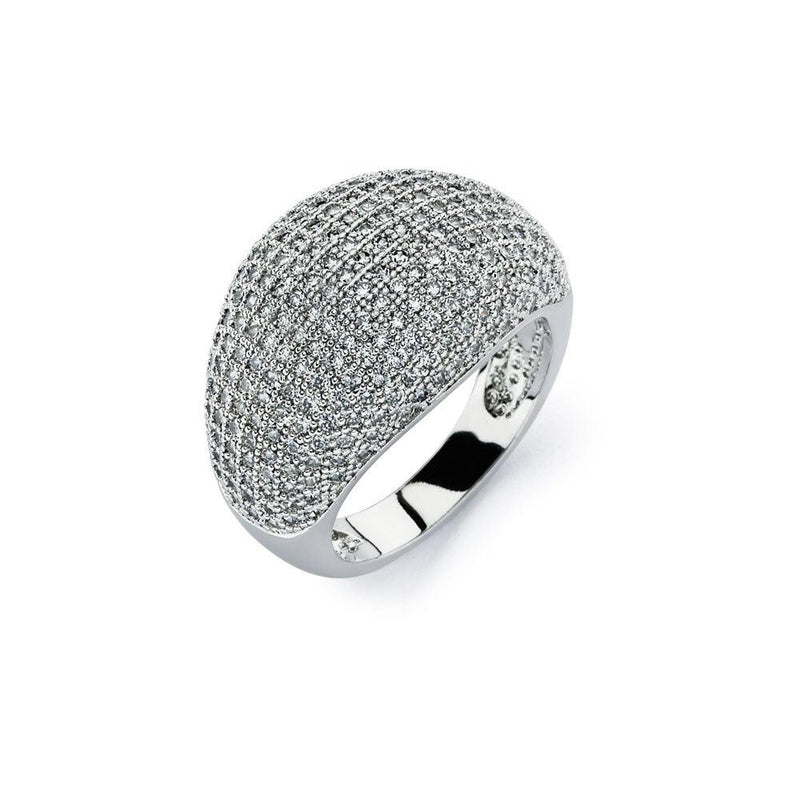 Silver 925 Rhodium Plated Clear Micro Pave Set CZ Cigar Band Ring - BGR00756C | Silver Palace Inc.