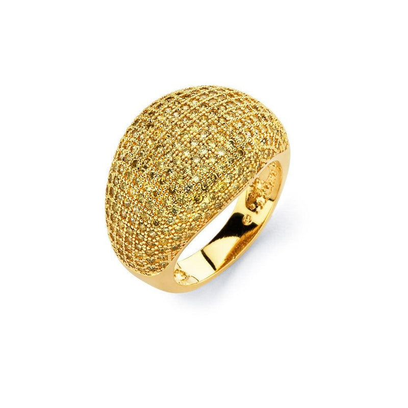 Silver 925 Gold Plated Clear Micro Pave Set CZ Cigar Band Ring - BGR00756GP | Silver Palace Inc.
