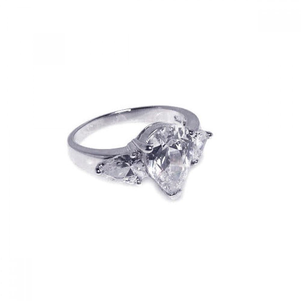 Closeout-Silver 925 Rhodium Plated Triple CZ Ring - STR00019 | Silver Palace Inc.