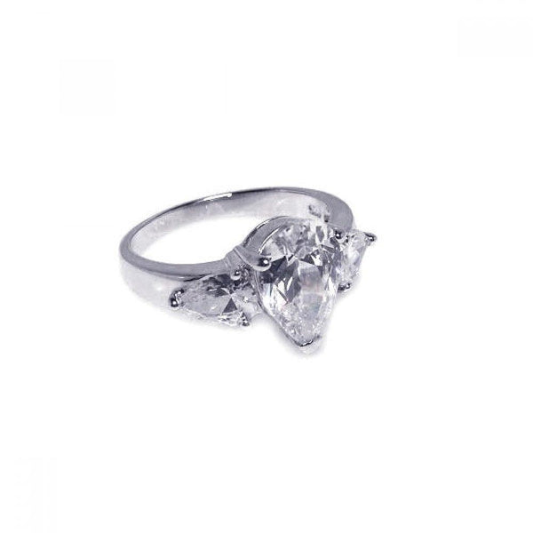Closeout-Silver 925 Rhodium Plated Triple CZ Ring - STR00019 | Silver Palace Inc.