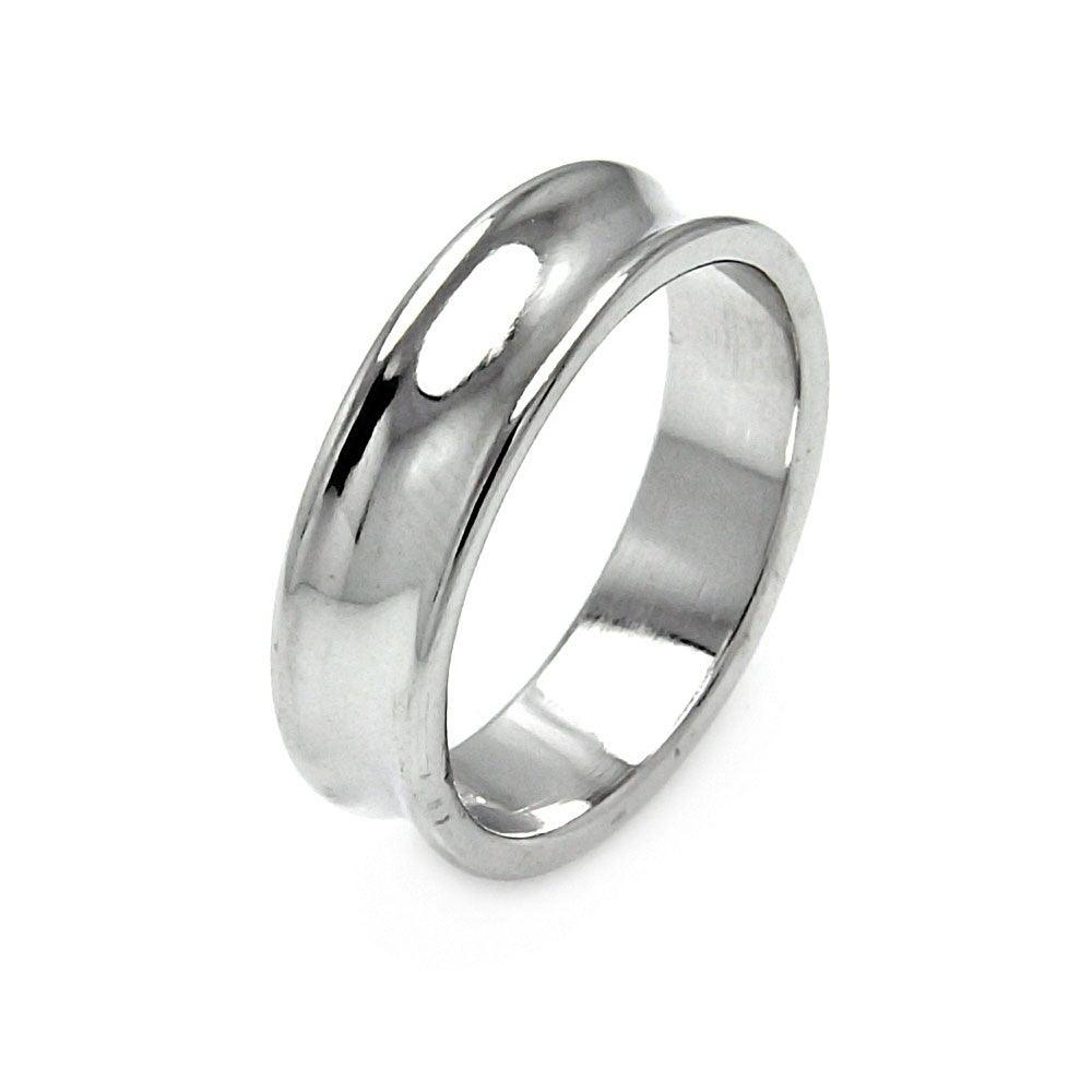 Closeout-Silver 925 Rhodium Plated High Polished Border Ring - STR00020 | Silver Palace Inc.