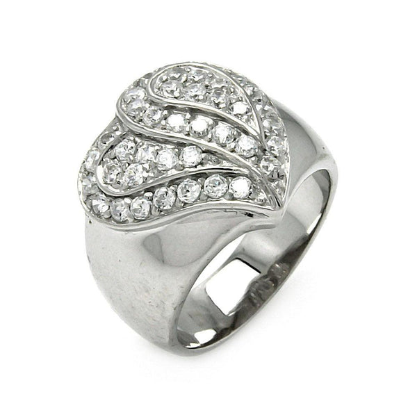 Closeout-Silver 925 Rhodium Plated CZ Covered Heart Ring - STR00057 | Silver Palace Inc.
