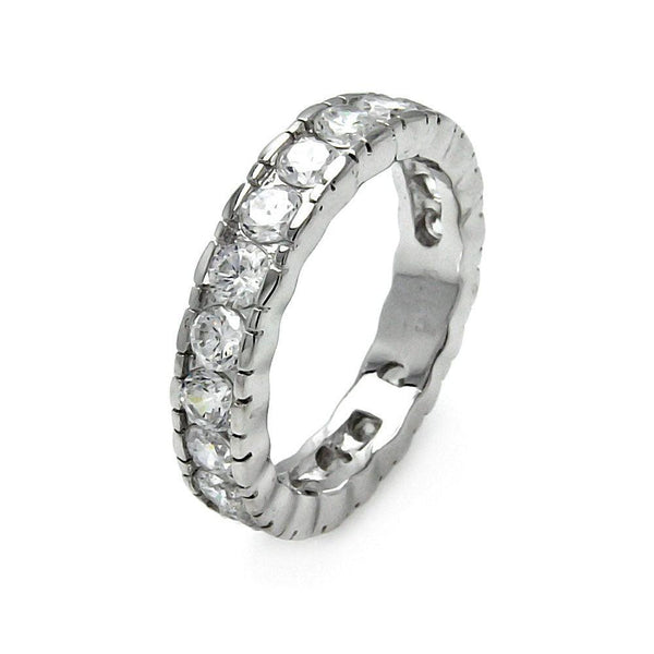 Closeout-Silver 925 Rhodium Plated Channel Set CZ Stackable Ring - STR00071 | Silver Palace Inc.