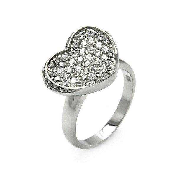 Closeout-Silver 925 Rhodium Plated Pave Set CZ Heart Ring - STR00072 | Silver Palace Inc.