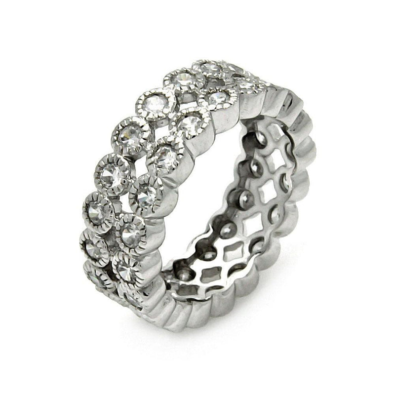 Closeout-Silver 925 Rhodium Plated 2 Row CZ Eternity Ring - STR00118 | Silver Palace Inc.