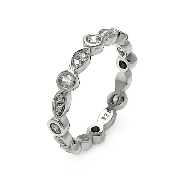 Silver 925 Rhodium Plated CZ Stackable Eternity Ring - STR00181 | Silver Palace Inc.